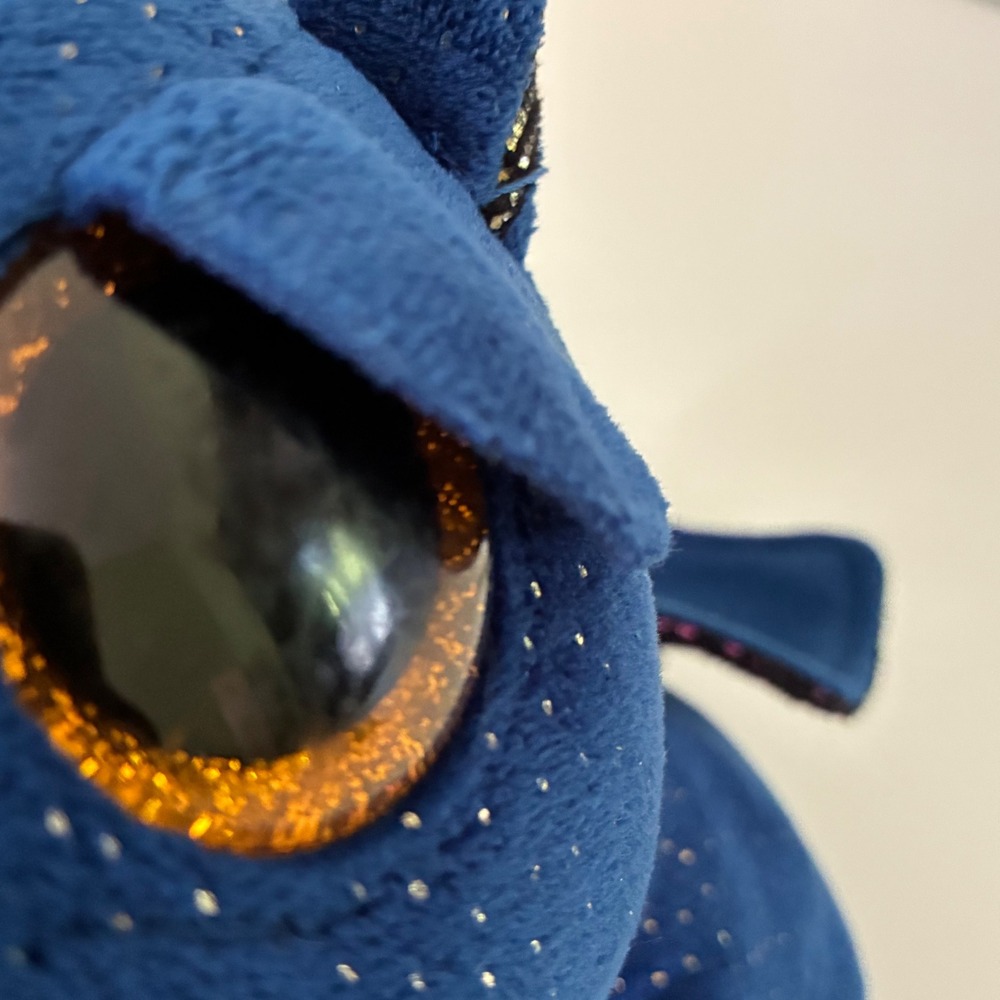 Ty Beanie Boos Saffire Blue Dragon Plush Sparkle Gold Eyes‎ Iridescent 6 inch - Picture 7 of 10